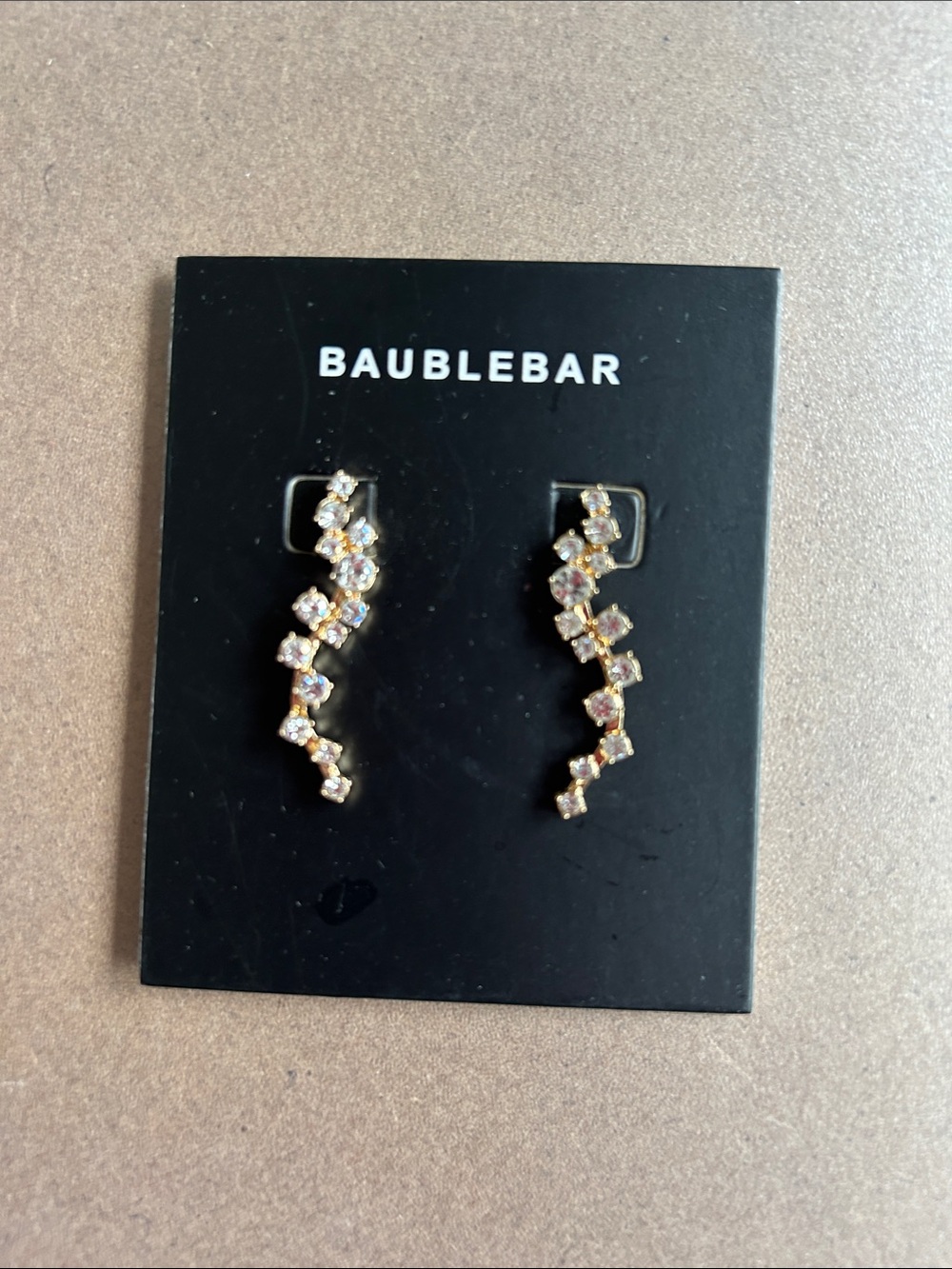 BaubleBar Gold Crystal Zigzag Ear Climbers - Clear